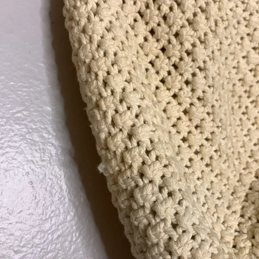 Vintage macramé woven off-white Crossbody shoulder bag purse one size